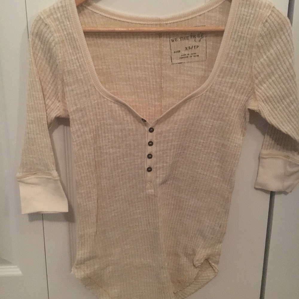 Free People Tan Button Down Hanley T-Shirt